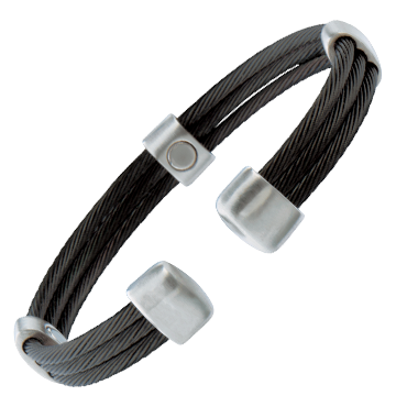 Trio Cable Black/Satin Stainless Magnetic Wristband 