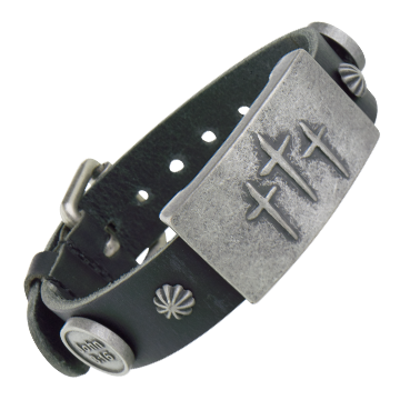 Mission Black Leather Magnetic Wristband