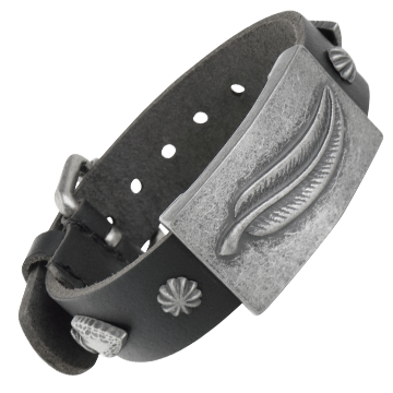 Spirit Black Leather Magnetic Wristband