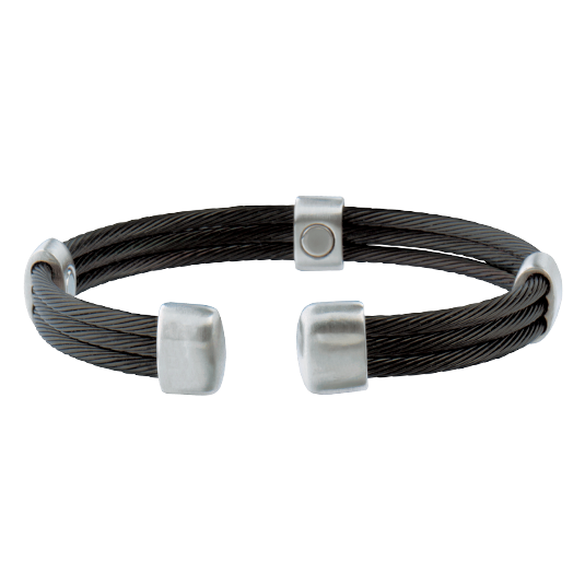 Trio Cable Black/Satin Stainless Magnetic Wristband 