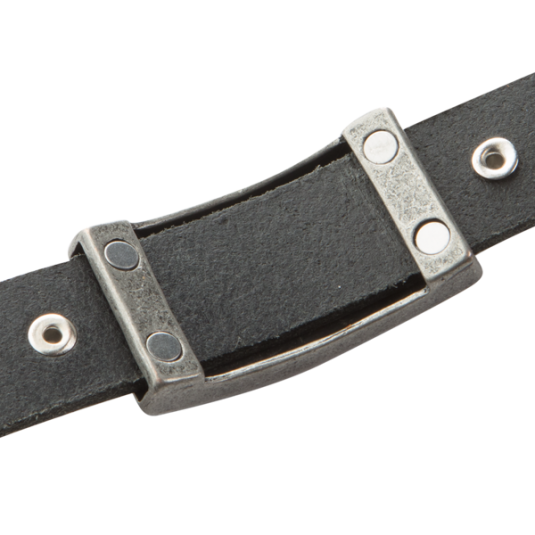 Mission Black Leather Magnetic Wristband