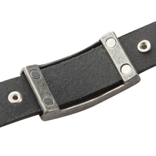 Sierra Black Leather Magnetic Wristband