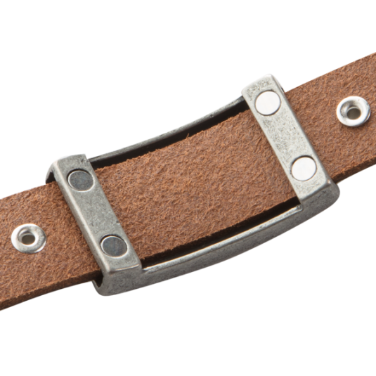 Mission Brown Leather Magnetic Wristband