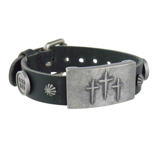 Mission Black Leather Magnetic Wristband