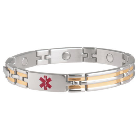 Unisex Magnetic Med ID Bracelet - Diabetes-See Wallet Card