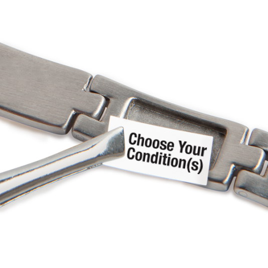 Stainless MyConditions Medical ID Bracelet, closeup